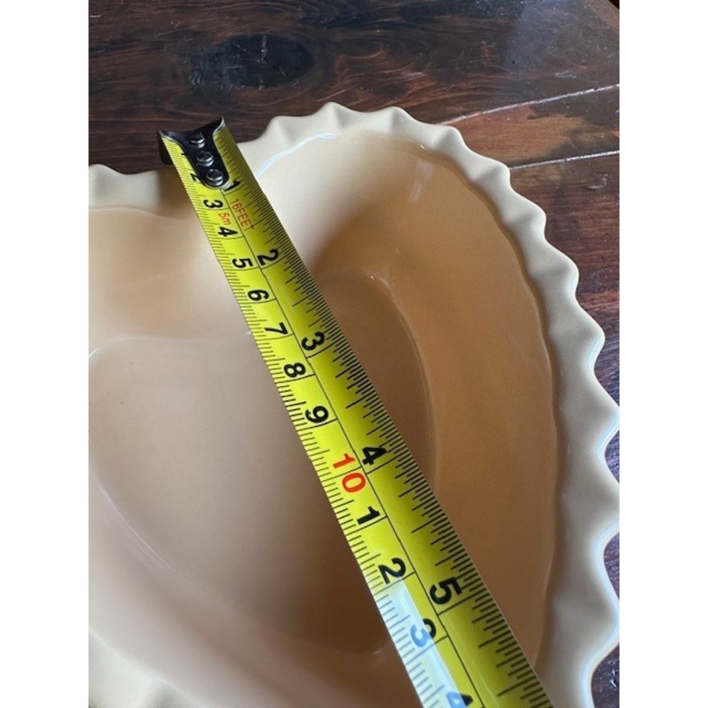 Chantal Yellow Heart Shaped Ceramic Baking Dish Ruffled Rim 2 Cup 93-HBR15 - Picture 6 of 7